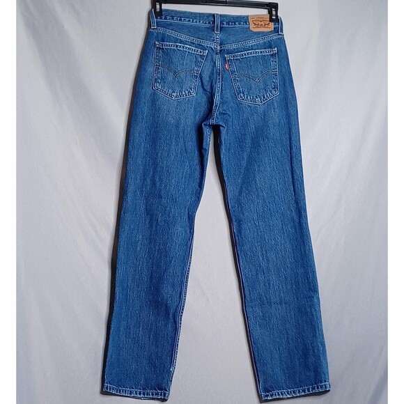 Levi's Low Pro Straight Jeans Womens 26 Blue Distressed Ripped Knee Denim Pants - Picture 2 of 16